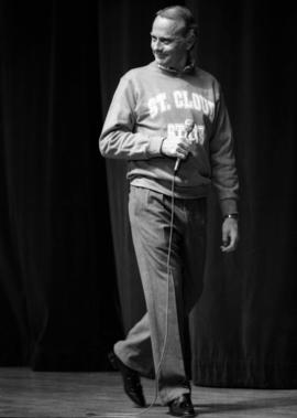 Larry Linville, also known as Frank Burns from the "MAS*H" television series, speaks at Stewart Hall (1948), St. Cloud State University