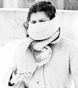 Margaret Ferber bundles up against the cold, St. Cloud State University