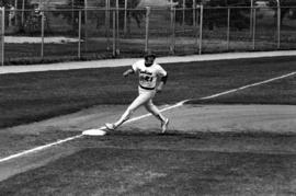 Cary Swenson rounds third base during a St. Cloud State University baseball game