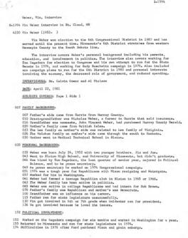 Legislators and politics oral history transcript - Vin Weber