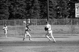 Darrell Watercott catches a baseball during a St. Cloud State University baseball game against Augsburg College