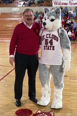 Steve Hammer and the SCSU Husky mascot, St. Cloud State University