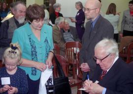 Author Ray Bradbury signs autographs at the grand opening of the Miller Center (2000), St. Cloud State University