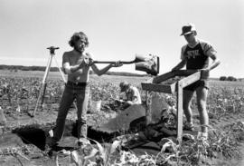 Ken Quilty and Frank Howe at an archaeological dig in Cold Spring, Minnesota, St. Cloud State University