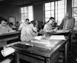 Students attend a drafting class, St. Cloud State University