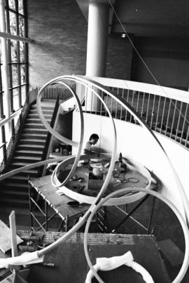 The Cirque artwork is installed in the Stewart Hall (1948) lobby, St. Cloud State University