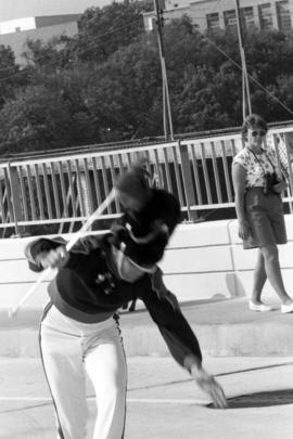 Marching band drum major at the opening of the new University Bridge