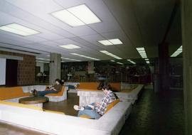 Students study at the Centennial Hall (1971) sunken lounge, St. Cloud State University