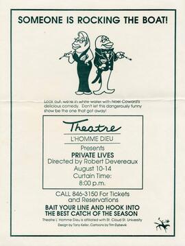 Theatre L'Homme Dieu Private Lives theatre production poster, St. Cloud State University