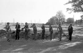 Morris Kurtz, Craig Dahl, Brendan McDonald, Bill Radovich, and others break ground for the National Hockey Center (1989), St. Cloud State University