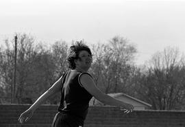 Marie Sherwood throws a javelin, St. Cloud State University