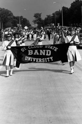 Marching band at the parade opening the new University Bridge, St. Cloud State University