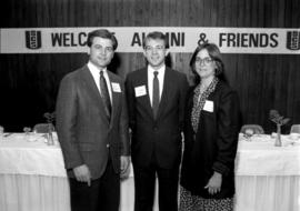 Jeff Passolt, Thomas Moore, and woman at the Young Alumni luncheon, St. Cloud State University