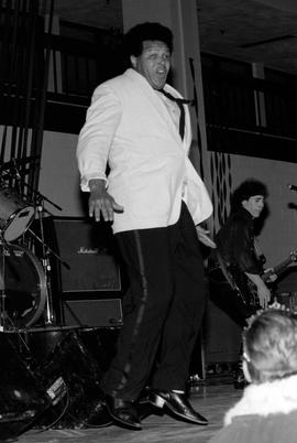 Musician Chubby Checker performs at Halenbeck Hall (1965) during Homecoming week, St. Cloud State University