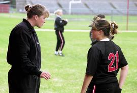 Paula U'Ren at a softball game against North Dakota State University, St. Cloud State University