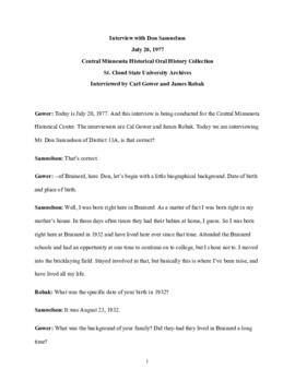 Legislators and politics oral history transcript - Don Samuelson