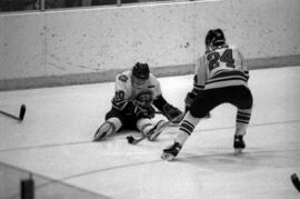 Bret Hedican plays during a hockey game against the University of Wisconsin, St. Cloud State University