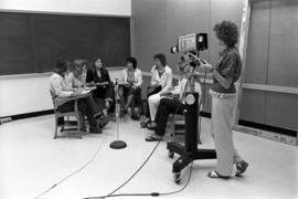 Social work students on a television production set, St. Cloud State University