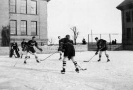 Hockey players in action, St. Cloud State University