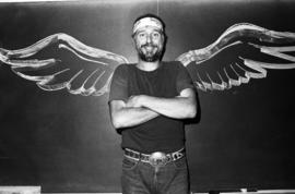 Musician Jerry Jeff Walker backstage before his performance at Halenbeck Hall (1965), St. Cloud State University