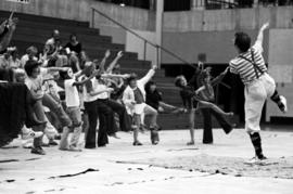 A clown shows children how to dance, Lemonade Concert and Art Fair, St. Cloud State University