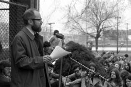 Myron Anderson speaks, Day of Peace protest, St. Cloud State University