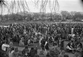 Protestors gather, Day of Peace protest, St. Cloud State University