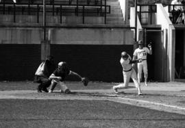 John King swings to hit a baseball during a St. Cloud State University baseball game against the University of Minnesota-Duluth