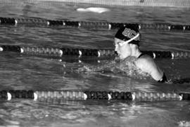 Marissa Tieszen swims during a meet, St. Cloud State University