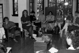 Jane Olsen at a meeting at the Women's Center, St. Cloud State University