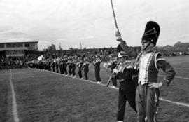 Marching band performs at homecoming football game, St. Cloud State University