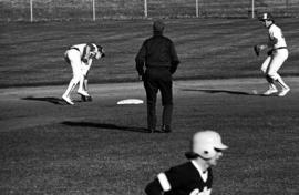 Bob Hegman fields a baseball during a St. Cloud State University baseball game against Southwest State University