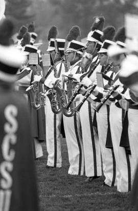 Marching band performs at homecomingﾠ football game, St. Cloud State University