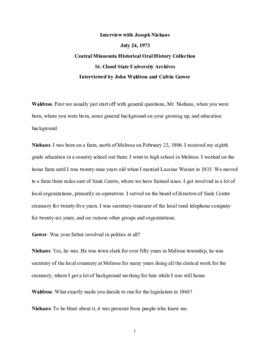 Legislators and politics oral history transcript - Joseph Niehaus