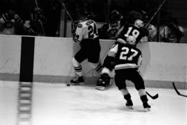 Bret Hedican plays in a hockey game against the University of Minnesota-Duluth, St. Cloud State University