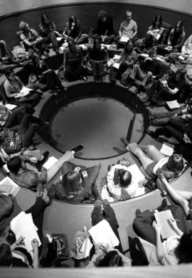 Psychology class meets in Kiva Room in School of Education building (1971), St. Cloud State University