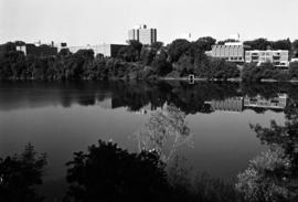 St. Cloud State University campus from across the Mississippi River