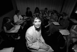 Roseanna Ross in a classroom, St. Cloud State University