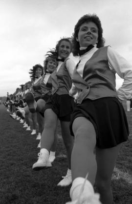 The danceline performs at halftime of a football game at Selke Field (1937), St. Cloud State University