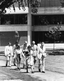 Charles Graham walks near Centennial Hall (1971), St. Cloud State University