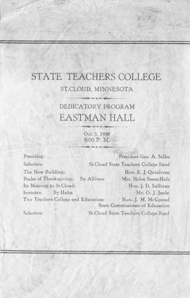 Eastman Hall (1930) dedication program, St. Cloud State University