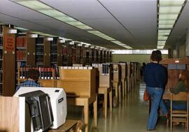 Study carrels and shelving, Centennial Hall (1971), St. Cloud State University