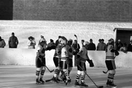 St. Cloud State University plays against Mankato State College in men's hockey