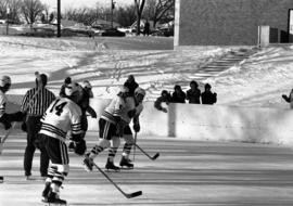 St. Cloud State University plays against Mankato State College in men's hockey