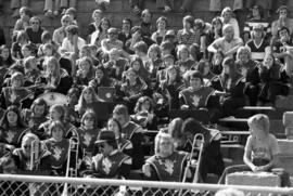 Marching band at football game against Northern Iowa University, St. Cloud State University