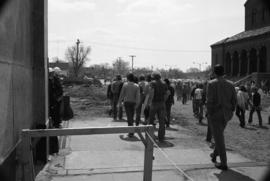 Protestors march, Day of Peace protest, St. Cloud State University