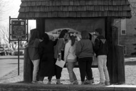 Math Contest participants look at campus map, St. Cloud State University