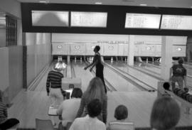 People bowl at the Atwood Memorial Center (1966) Rec Center during the Association of College Unions International tournament, St. Cloud State University