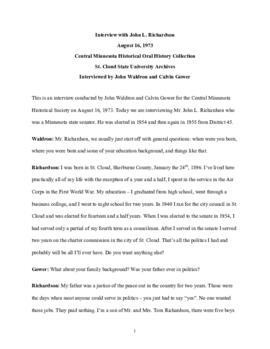 Legislators and politics oral history transcript - John Richardson